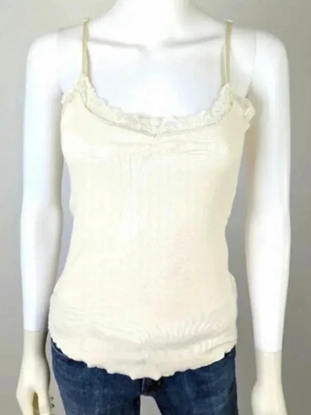 Yuma Boho Delicate Lace-Trim Cream Camisole